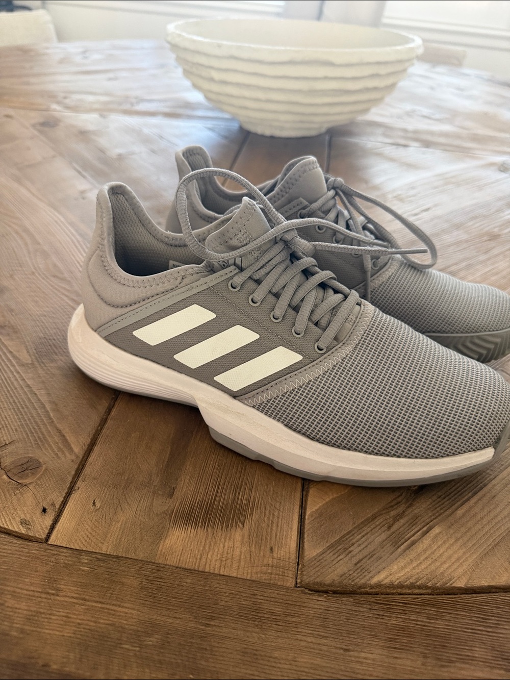adidas Gray Athletic Running Shoes with White Stripes